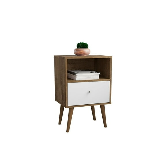 Liberty Mid-Century Modern Nightstand 1.0 with 1 Cubby Space and 1 Drawer with Solid Wood Legs