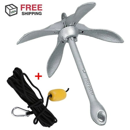 797 Anchor Kit - Folding Anchor Buoy Kit Set Rope Fishing Buoy Kit Canoe Raft Boat Jet Ski Small Boat / Canoes / PWC / Jetski / Kayak 4.5Lb Folding Galv Anchor