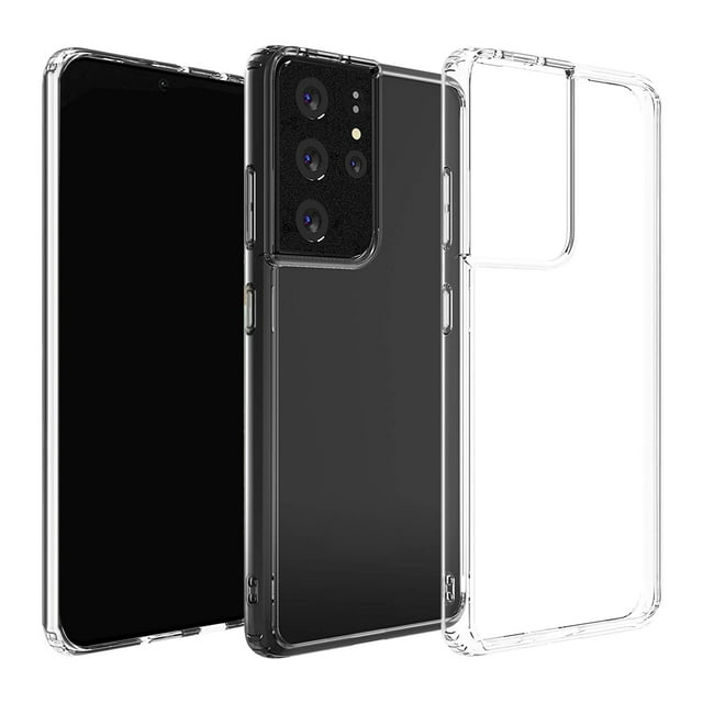 Mistaha 6.8-inch clear soft TPU phone case designed for Samsung Galaxy S21 Ultra. Features a transparent, ultra-thin, and lightweight design with precise cutouts for buttons and ports. Offers 360° full-body protection, shockproof, anti-scratch, and anti-yellow properties. Includes a smooth surface for comfortable handling.