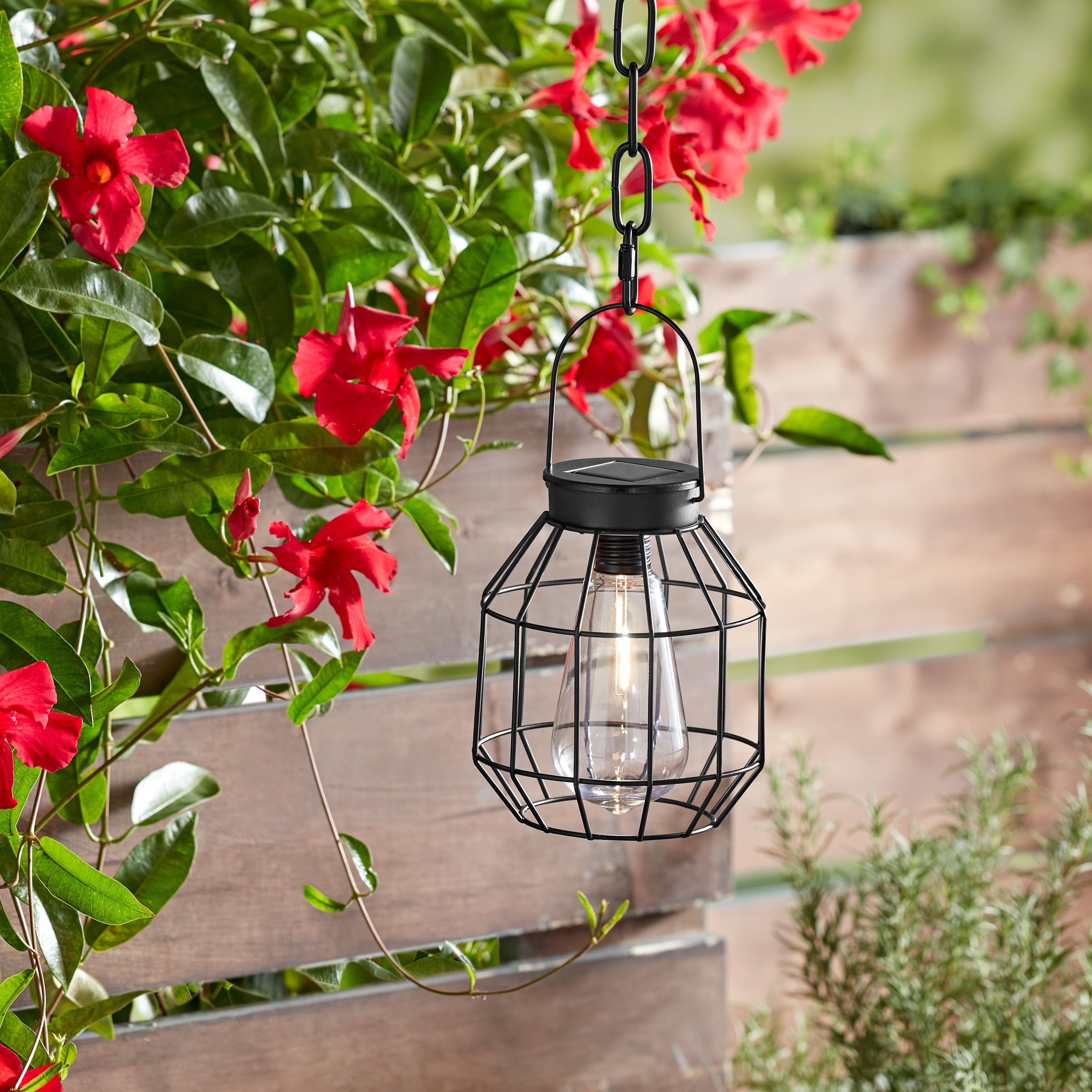 Better Homes & Gardens 6.75" Black Metal Solar Powered Lantern, with  LED Bulb