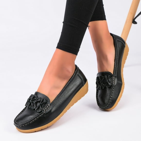 Bmisegm Slip on Women Comfort Walking Flat Loafers Casual Shoes Driving Loafers Walking Shoes for WomenCasual Shoes for Women Black 42