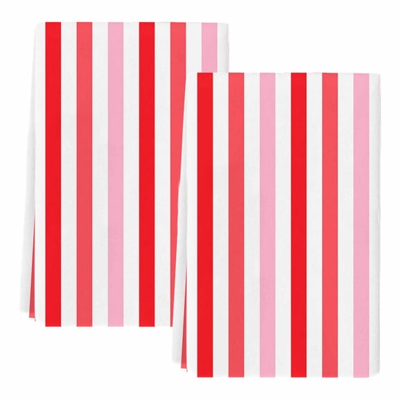 Dish Towels, Pink Red Stripes Absorbent Kitchen Towels 2 PCS, Lines Striped Microfiber Hand Towels Dish Cloths Tea Towels for Home Bathroom Cleaning Drying,18X28-Inch,