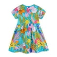 thumbnail image 6 of WIBACKER 2-7T Toddler Girl Boho Holiday Casual Dress Short Sleeve Summer Dresses for Kids - 1 Piece Blue Forest, 6 of 8