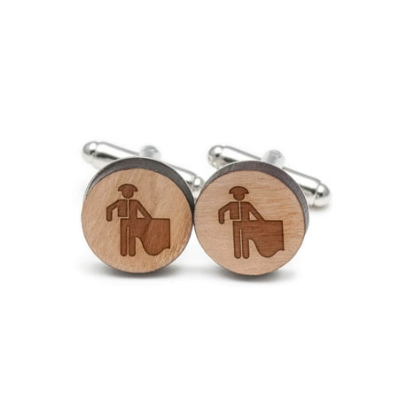 Bullfighter Cufflinks, Wood Cufflinks Hand Made in the USA