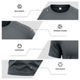 thumbnail image 6 of Mens Athletic Quick Dry T Shirt Short Sleeve Breathable Gym Workout Tee Top for Exercise Training Running Sports Active Wear Dark Gray XL, 6 of 7