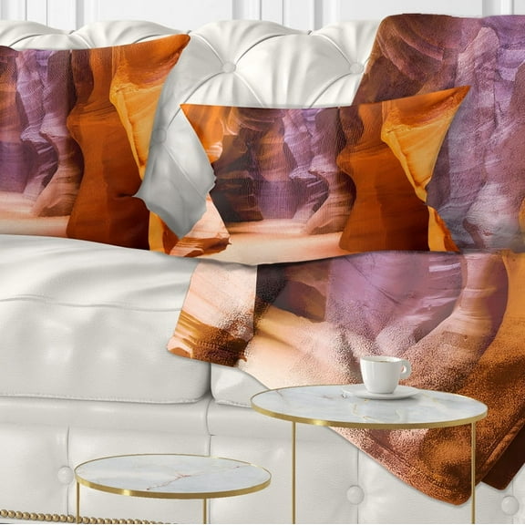 Designart Upper Antelope Canyon - Landscape Photo Throw Pillow - 12x20