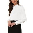 thumbnail image 4 of INSPIRE CHIC Casual Work Shirt for Women's Button Cuffed Collared Office Fall Trendy Shirts Blouses XL White, 4 of 6