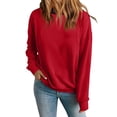 thumbnail image 2 of Womens Crew Neck Sweatshirts Long Sleeve Fall Casual Basic Pullover Loose Fit Top Sweatshirt Fashion Red XL, 2 of 6