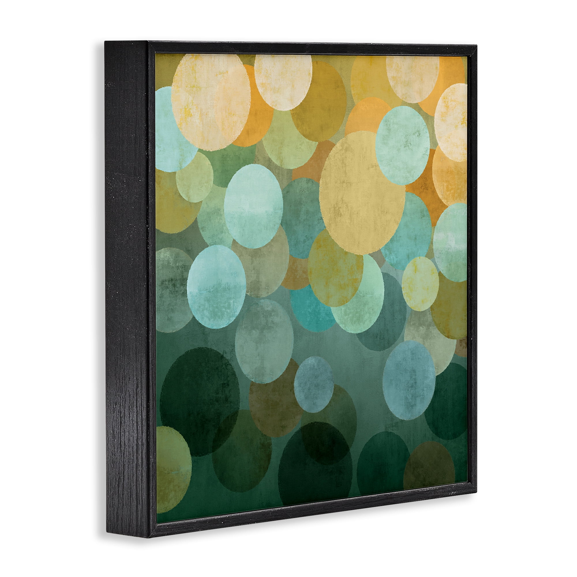 Stupell Industries Round Layered Circles Abstract Painting Black Framed Art Print Wall Art, 17 x 17
