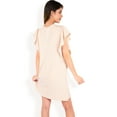 thumbnail image 5 of Women's Ruffle Sleeve Textured Knit Mini Shift Dress- Beige,Large, 5 of 7