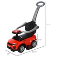 thumbnail image 3 of Aosom Kids 3 in 1 Push Car Ride-On Stroller Sliding Walking Toy with Horn Music Light Secure Bar for Boys Girls 1-3 Years Old Red, 3 of 9