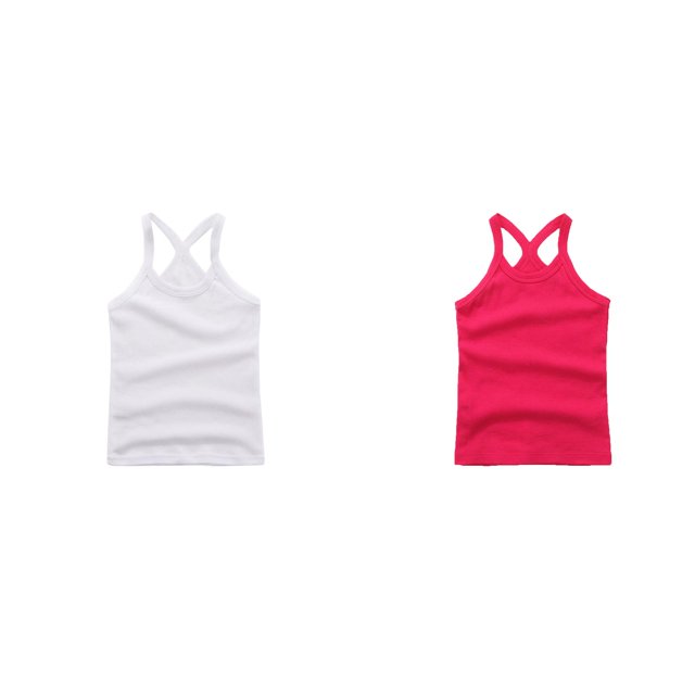 (2-Pack) Rinsvye Children Vest Sleeveless Undershirt Pure Tank Tops Girls Lightweight Breathable Summer