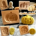 thumbnail image 2 of Wooden Cookie Molds for Halloween, 3D Carved Embossed Gingerbread Mould for Baking, Pumpkin Skull Ghost Witch Jack O 'Lantern, 2 of 9