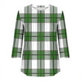 thumbnail image 5 of EchfiProm 3/4 Sleeve Fall Shirts for Women Green Plaid Pullover Crew Neck Fall Loose Fit Blouse, 5 of 7