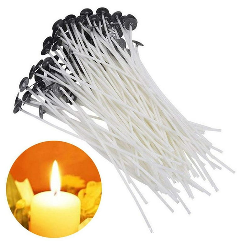 Hearts & Crafts Candle Wicks - 100% Natural Cotton, Pre-Waxed, 6 DIY Candle  Making Wicks, 100 Wicks + 2 Centering Devices 