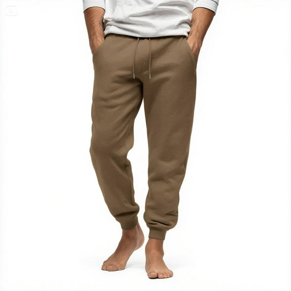 Evdexr Gym Pants Men Baggy Drawstring Athletic Pant Fleece Elastic Waist Winter Big and Tall Trousers Stretch Jogging Joggers with Pockets Brown XL