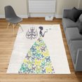 thumbnail image 2 of Vintage Turkish Area Rug, Love Country Wedding Themed Romantic Butterflies Cartoon Retro Parisienne, Soft Carpet for Living Room Decor with Distressed Look, 6.6' X 9.6', Jade Green, by Ambesonne, 2 of 4