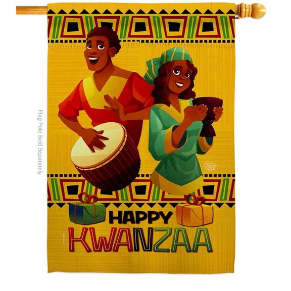 Ornament Collection  28 x 40 in. Joyful Kwanzaa House Flag Black History Double-Sided Decorative Vertical Flags Decoration Banner Garden Yard Gift