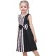 thumbnail image 4 of Vestido para Niña Negro Corazón Amor Contraste de Color Rayas de Cebra Escuela Casual 6 Años, 4 of 7