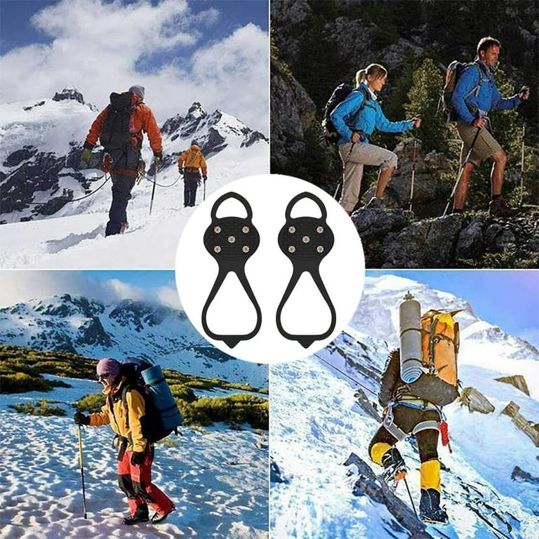 TreereSea Universal Ice Cleats - 2 Pairs, 5-Claw Anti-Slip Grips For Boots & Shoes, Fits EU 35-43, Cold Resistant To -45°C, For Hiking & Winter Walking
