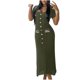 thumbnail image 1 of Vestido de Manga Corta para las Mujeres Color Sólido Ajustado V-Cuello Onda Falda Doblado, de Punto Sudadera Falda Larga, 1 of 6