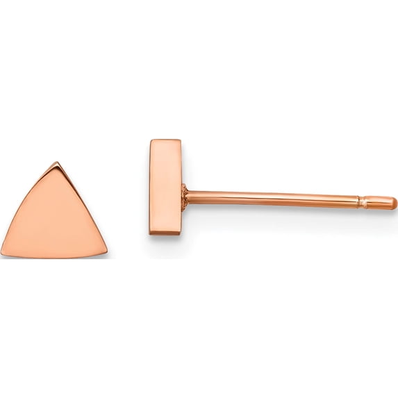 Stainless Steel Polished Rose Ip-Plated Triangle Post Earrings (5.54 X 6.19) Made In China sre1205