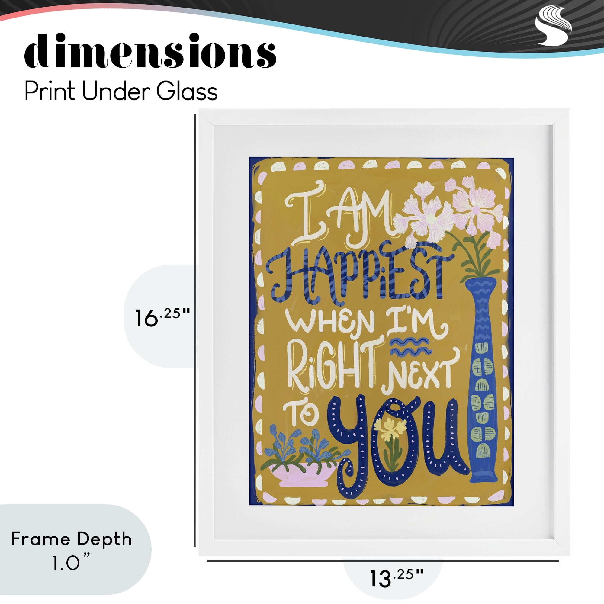 Stupell Industries Happiest Next To You White Framed Print Under Glass, design by Connie Summers