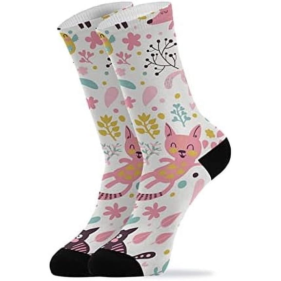 Coolnut Cute Cartoon Cats Socks Winter Warm Socks Fashion Print Socks Novelty Casual Socks for Men Women( 1 Pack)