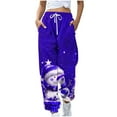 thumbnail image 2 of WXLWZYWL Women Merry Christmas Sweatpants Drawstring Jogger Snowflake Fun Print Elastic Waist Casual Trousers Warm Comfy Pants with Pockets, 2 of 5