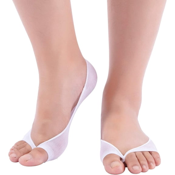 Women's Low Cut Peep Toe Liner Socks Truly No Show Toeless Socks with Non-slip Heel Grip, 3 pairs