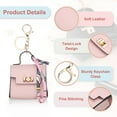 thumbnail image 3 of Mini Backpack Keychain, Cute Coin Purse Keychain PU Leather Backpack Purse Key Chain, Pink, 3 of 7