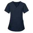 thumbnail image 6 of Hxshgdsn Scrubs Sets For Women V Neck Tops With Pockets Straight Leg Long Pants Nurse Uniforms Set Navy Xl, 6 of 9