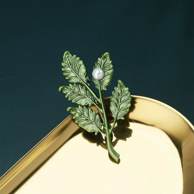 Broche Fleur Verte Perle avec Pendentif Convertible, Accessoire de Corsage pour Cadeau de Veste de Costume