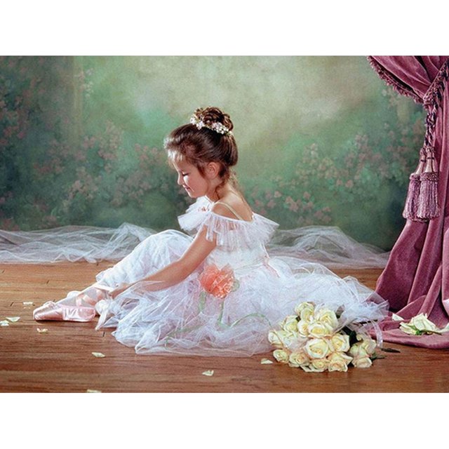 Diamond Painting (DE9101) Square 5D DIY Ballet Girl Rhinestone Picture Kit 30x40cm Hugtrwg Para estrenar