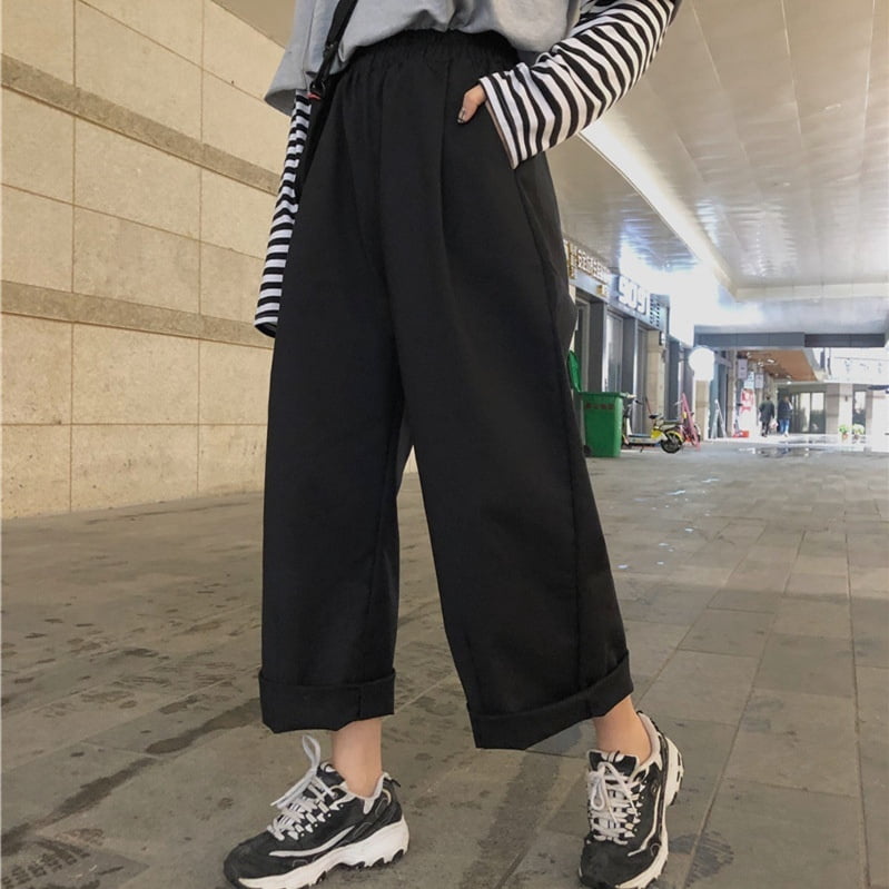 Women Casual Plain Wide Leg Pants 