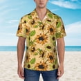 thumbnail image 4 of Daiia Sunflowers Hawaiian Shirt for Men Gentle Cotton Regular Short Sleeve Casual-Large, 4 of 9