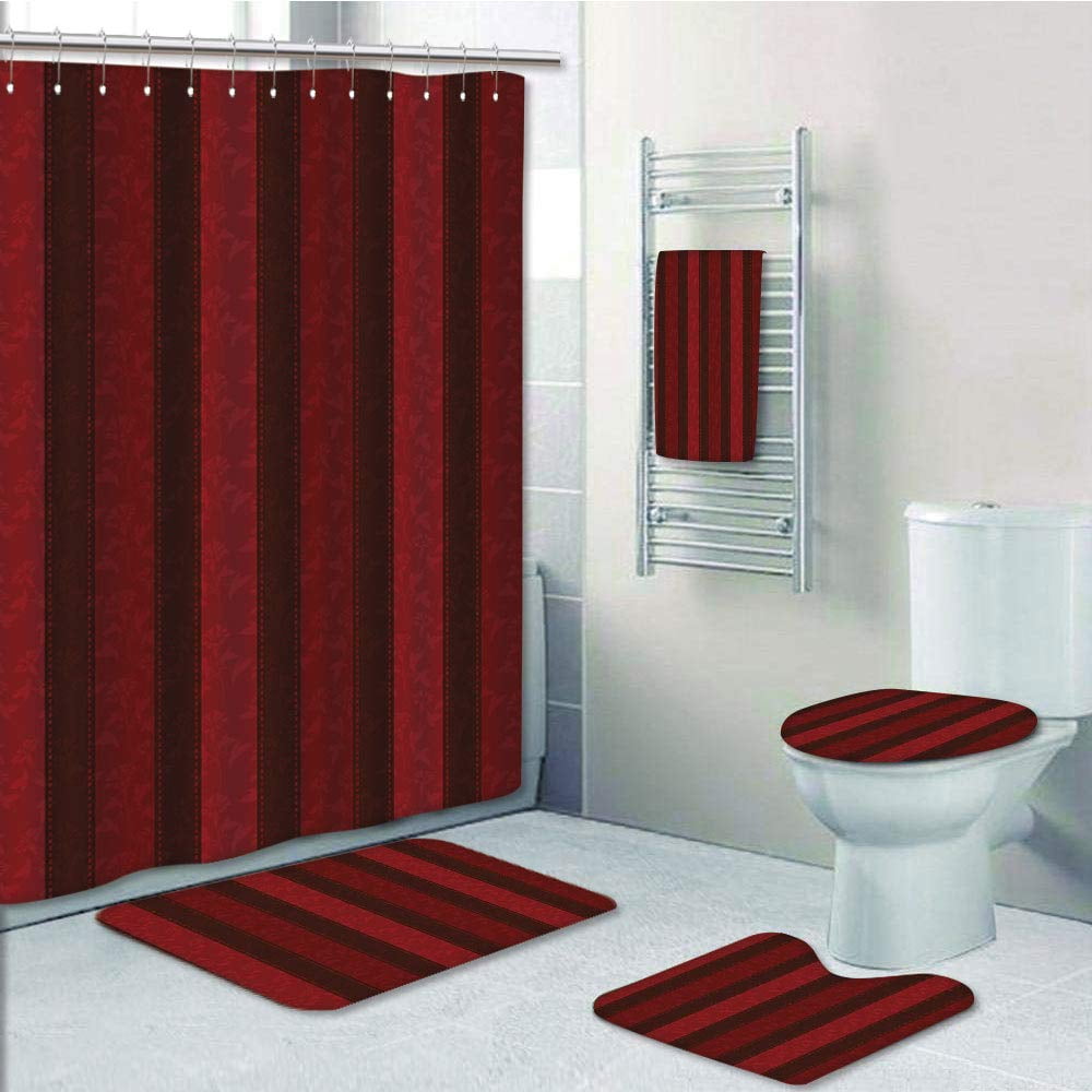 Details about   Pink Red Stripes Geometric Pattern Fabric Shower Curtain Set Bathroom Decor 72" 