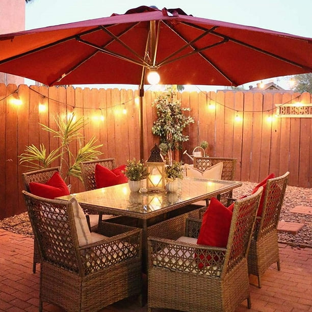 Abba Patio 11 Ft Solar Lights Patio Offset Hanging Umbrella Cantilever Umbrella With Easy Tilt Cross Base For Garden Deck Backyard Pool Jockey Red Walmart Com Walmart Com