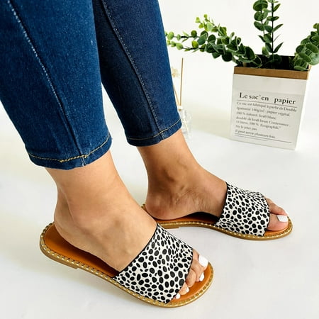 

uikmnh Slippers for Women Sandals For Women Summer Flat Slippers Retro Sandals Beige 7.5