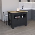 thumbnail image 3 of Nmkwnr 35" H Kitchen Island with 2 Doors and 3 Open Shelves, Perfect for Living Room, Dining Room, Kitchen, Black+Brown, 3 of 7