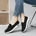 thumbnail image 4 of Orthopedic Shoes for Women,Orthopedic Dress Shoes for Women,Slip On Sneakers Women Breathable Mesh Knitted Woven Low Top Walking Shoes Lightweight Wide Width Non-Slip Shoes,Black,5.5, 4 of 6
