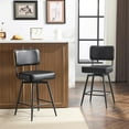 thumbnail image 5 of VINGLI Counter Height Swivel Bar Stools Set of 2, 26" Seat Height Counter Bar Stool for Kitchen Island, Upholstered PU Leather Barstools with Wood Backs and Metal Legs, Brown, 5 of 8