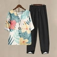 thumbnail image 2 of gbyLJF Comfortable Clothes for Women Two Piece Womens Outfits Spring Two Piece Sets for Women 2024 White Linen Set Black 3XL, 2 of 5