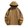 thumbnail image 2 of Maoxin Men Jacket Men's Casual Loose Fitting Workwear Long Sleeved Hooded Jacket Long Sleeve Hooded Casual Outwear Jackets Jacket Coats , Brown , L, 2 of 7