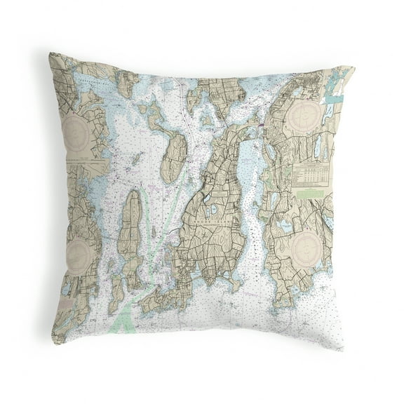 Betsy Drake  11 x 14 in. Narragansett Bay, RI Nautical Map Non-Corded Indoor & Outdoor Pillow