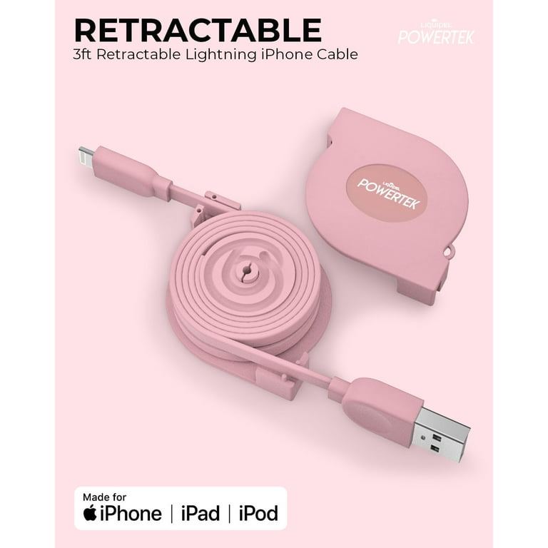 Powertek USB-A to Lightning Retractable iPhone Charging Cable
