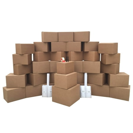 uBoxes 36 Moving Boxes, 2 Room Basic Moving Kit, Tape, Bubble, Packing Paper