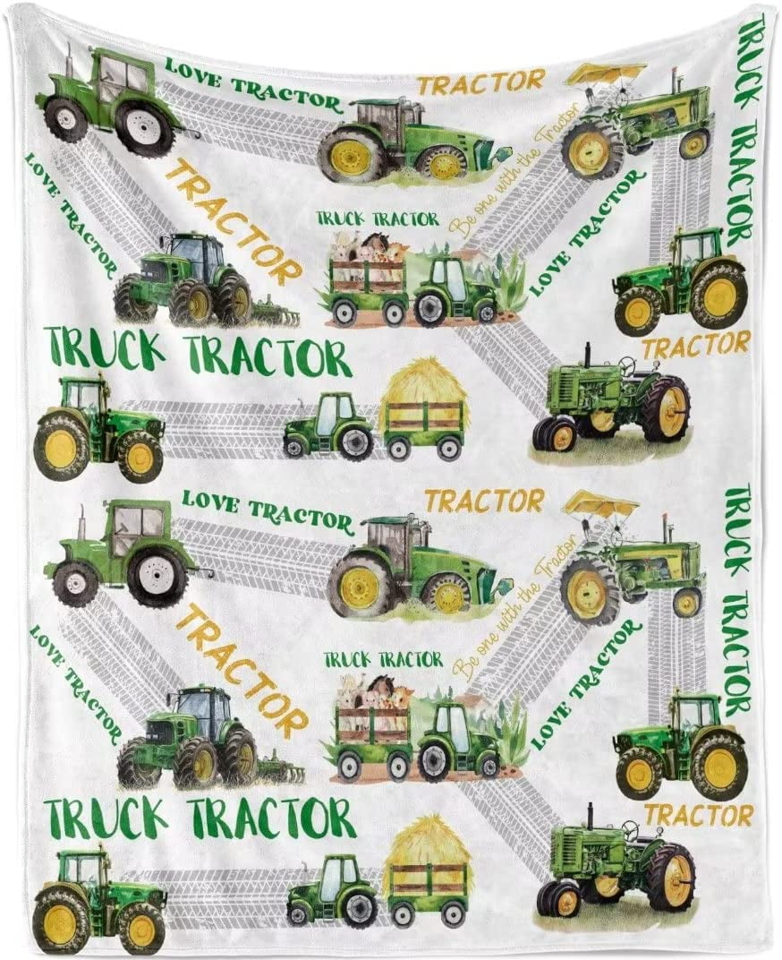Tractor Blanket for Toddler Boys Soft Equipment Trucks Baby Blanket