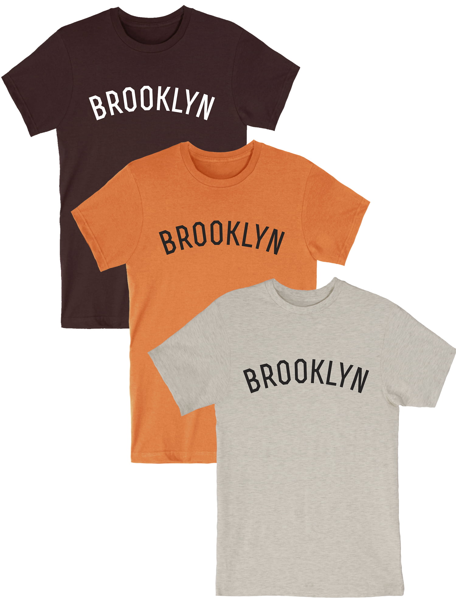 Daxton Premium Basic Neck Short Sleeve Tshirt Cities Brooklyn Letter, 3Pk Burgundy Wh, Dk Gray Wh, Hgray Black, L - Walmart.com