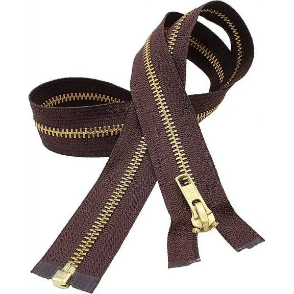 28" Medium Weight Jacket Zipper YKK #5 Brass ~ Separating ~ 570 Brown (1 Zipper/Pack)